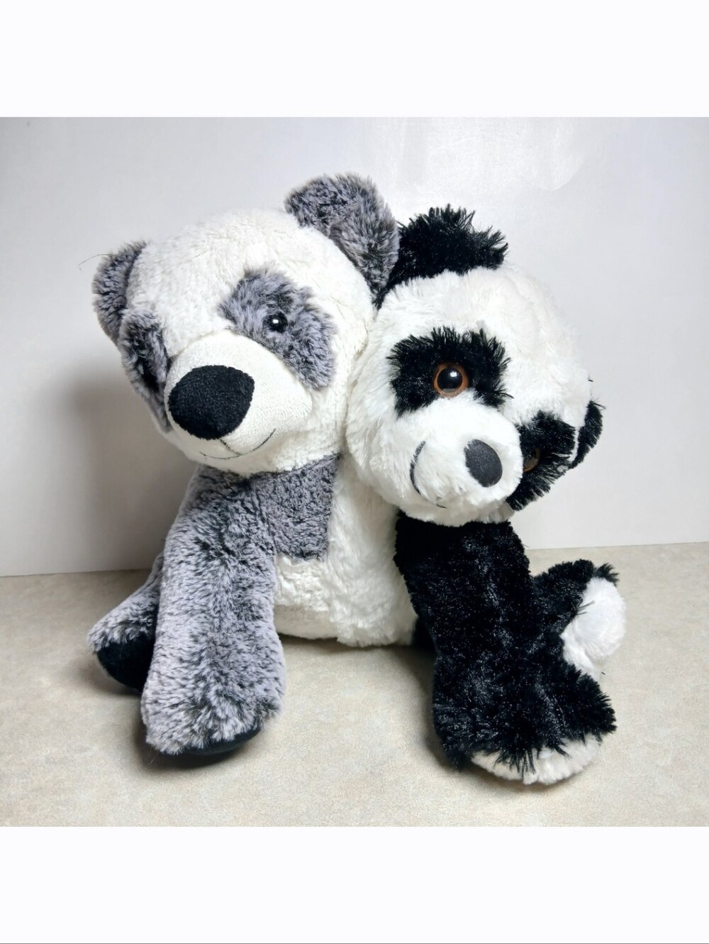 MTY International Gray Black White Double Headed 10" Panda Stuffed Animal Plush